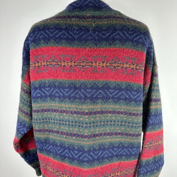 Vintage Mansoon Handknitted in UK Sweater Women's Size Large 100% Wool Nordick - Picture 9 of 12